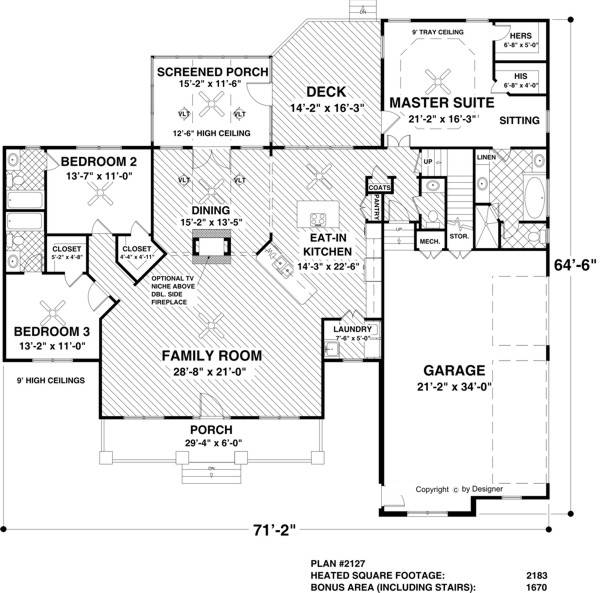 Main Level Floor Plan image of The Waterside House Plan